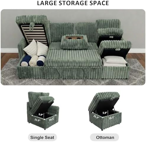 KCGKCG 104" U Shaped Sleeper Sofa Bed, Pull Out Couches - Image 4