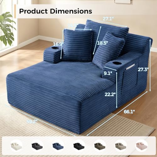NicBex 66”Oversized Chaise Lounge Chair Indoor - Image 2