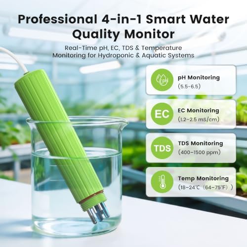 4-in-1 Smart Hydroponic Monitor, Digital pH Meter - Image 2