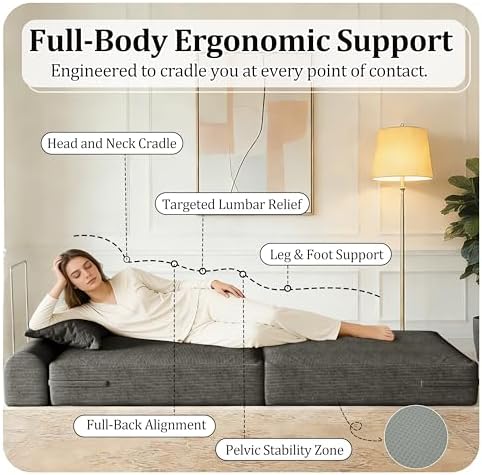 31.5'' Convertible Compressed Corduroy Folding Cloud Sofa Bed, Modern Boneless - Image 6