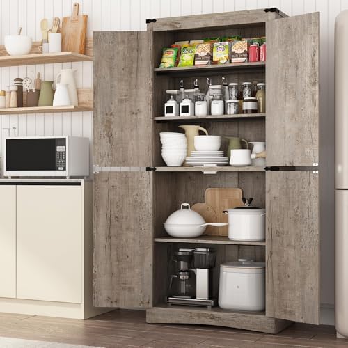 71in Farmhouse Kitchen Pantry Cabinet, Tall Storage Cabinet - Image 6