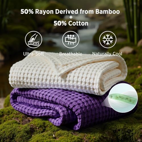 Bedsure Cooling Waffle Blanket for Hot Sleepers - Image 2