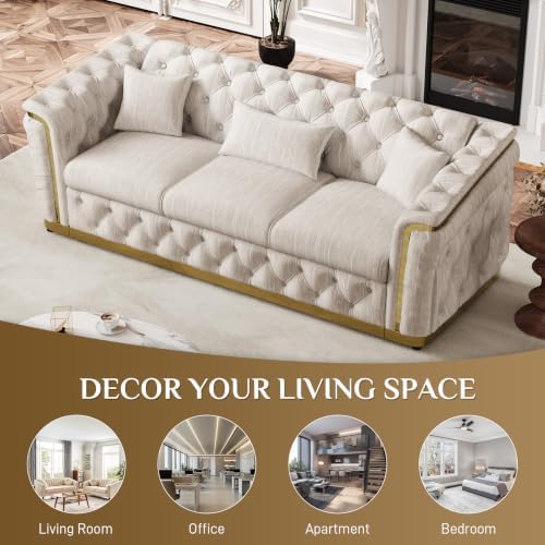 84.8"Velvet Chesterfield Sofa - Image 6