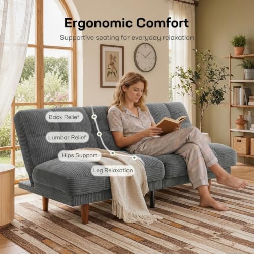 Marsail 70" Convertible Futon Sofa Bed, Small Recliner Sleeper Sofa - Image 4