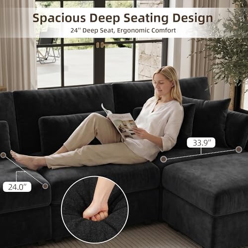 WorthFurni 146.5'' Modular Sectional Sofa, U Shaped Oversized Extra Deep Couches - Image 3