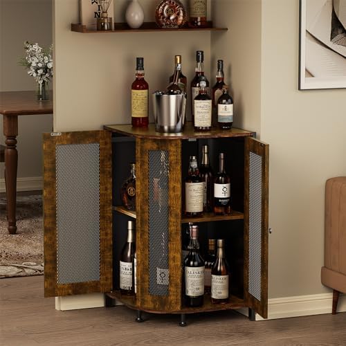 JKsmart 3-Tier Corner Bar Cabinet, Liquor Cabinet - Image 6