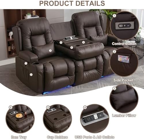 TUNYI Power Loveseat Recliner Sofa - Image 5
