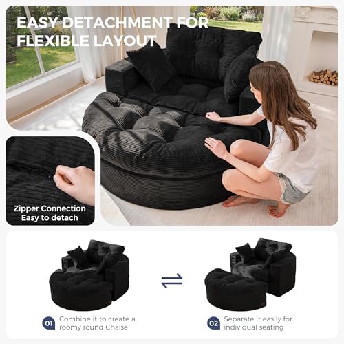 MAXYOYO Oversized Round Chaise Lounge Sofa, Boneless Chair - Image 6