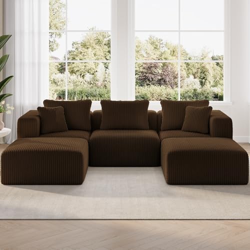 Novilla 106" Modular Sectional Sofa, U Shape Cozy Sectional Couch, Modern Cloud by Novilla