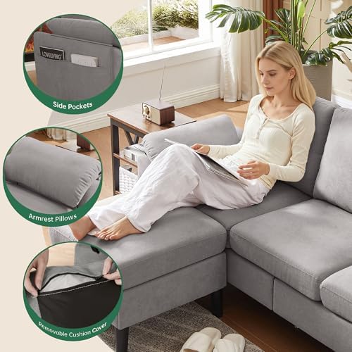 80" L Shaped Couch with Storage, Small Sectional Couches - Image 5