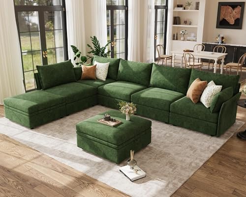 ABCASA 134.6" Oversized Modular Sectional Sofa, Large 7 Seater L Shaped Couch by ABCASA