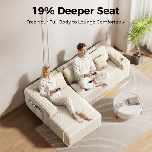 CAMMOO 108" L-Shaped Boneless Sectional Sofa, Cloud Couch in One Box - Image 4