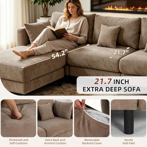 80.8" L Shaped Cloud Sofa, Modular Sectional Couch - Image 4