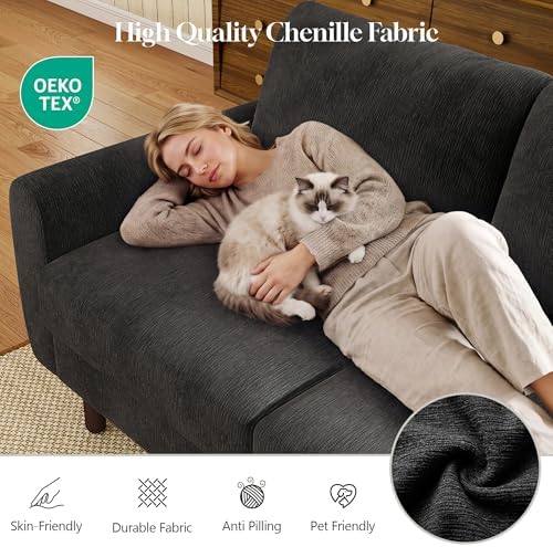 WorthFurni 68" Loveseat Sofa, Comfy Chenille Fabric Couches - Image 3