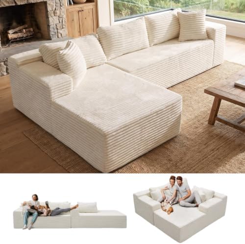 Boneless Couch Modular Sectional Sofa Cloud Couch by Cloud-LikeComfortYouCanFee