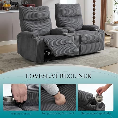 Manual Recliner Chair with Pull Ring, 3 Position 140° Reclining Sofa - Image 6