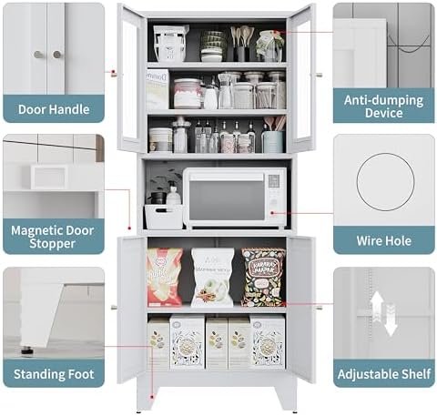 69" Tall Metal Pantry Cabinet - Image 4
