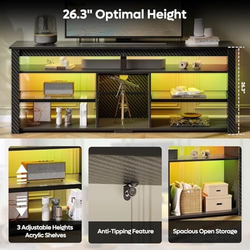 Bestier TV Stand for 70 inch TV, Tall Entertainment Center - Image 6
