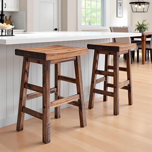 Alaterre Durango Solid Wood Rustic Bar Stool Set of 2 - Image 5