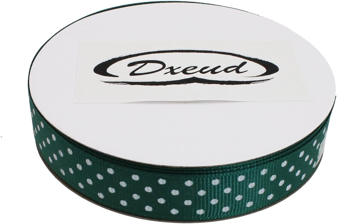Polka Dot Grosgrain Ribbon 25 Yard Each Roll 100% Polyester (5/8", Dark Green)