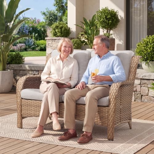 Belord Patio Sofa Luxury PE Wicker Loveseat - Image 3