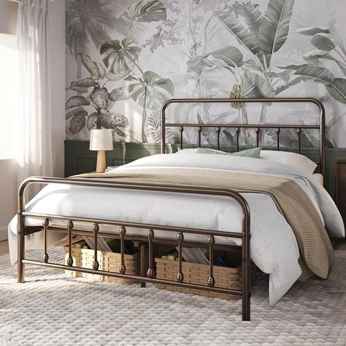 Yaheetech Full Metal Platform Bed Frame, Victorian Headboard & Footboard - Image 3
