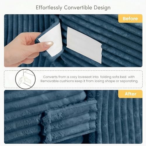 cidludto Convertible Sofa Bed, Boneless Couch 2 in 1 Loveseat Folding Couch Bed - Image 4