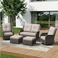 5 Piece Outdoor Wicker Patio Furniture Set, Outdoor Swivel Rocker Patio Chairs by Gardenbee