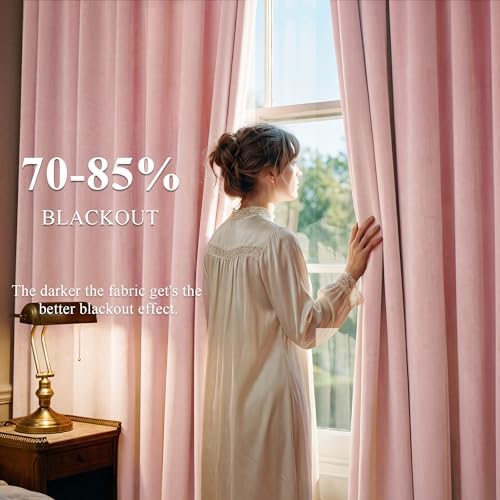 StangH Baby Pink Velvet Curtains Back Tab - Image 3