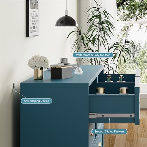 YAUWOH 4 Drawer Metal Dresser, Heavy Duty Steel Storage Dresser - Image 5