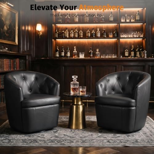 Couchus 360° Swivel Accent Chair, Button-Tufted Barrel Chair - Image 6