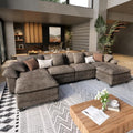 SUNSHINE VALLEY 157.5" U Shaped Modular Cloud Couch Sectional Sofa Ottoman by SUNSHINEVALLEY