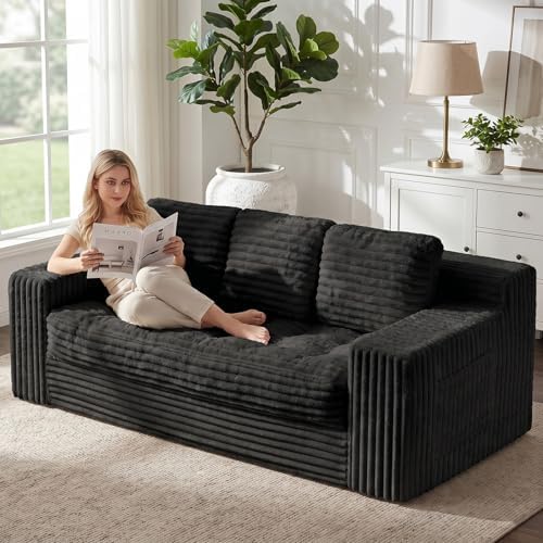 Boneless Couch, Cloud Loveseat Sofa Corduroy Couch in a Box, Upholstered - Image 3