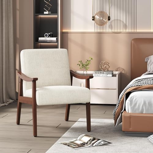 Yaheetech Accent Chairs, Mid-Century Corduroy Fabric Armchairs - Image 4