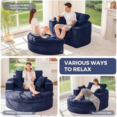 MAXYOYO Oversized Round Chaise Lounge Sofa, Boneless Chair - Image 4