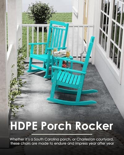 GREENVINES Classic Outdoor-Rocking-Chairs-Set-of-4, HDPE Rocker - Image 5