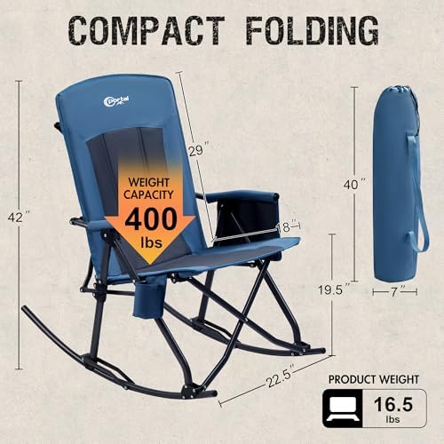 Portal Oversized Folding Rocking Camping Chair Portable 400 lbs - Image 3