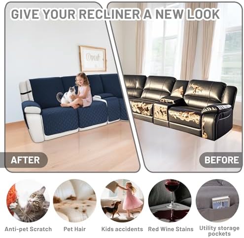 Waterproof Sectional Reclining Couch Covers L Shaped Recliner Sectional Sofa - Image 6