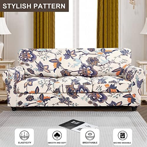 SearchI Stretch Sofa Cover Printed Couch Cover, Floral Pattern 4 Pieces Sofa - Image 2