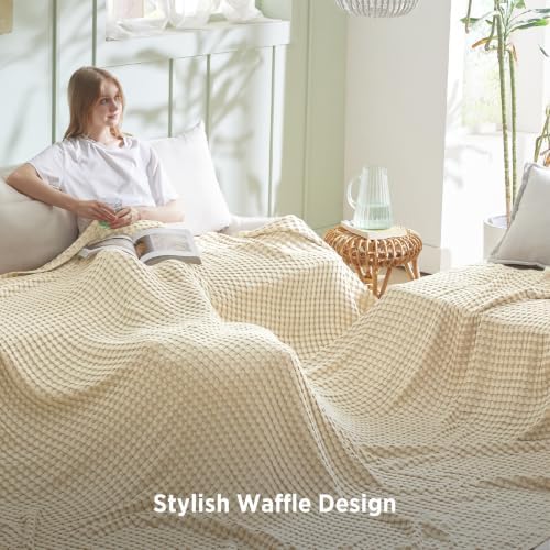 Bedsure Cooling Waffle Blanket for Hot Sleepers, Oversized King - Image 5