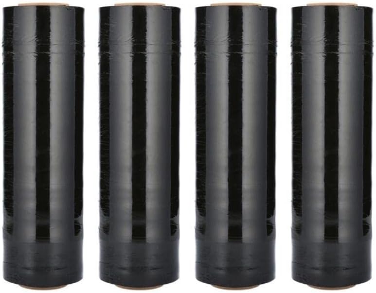 PSBM Black Stretch Wrap, 15 Inch x 1476 Feet, 144 Pack, Tinted Pre-Stretched Shrink Wrap Film for Moving, Packaging, Pallet Wrapping