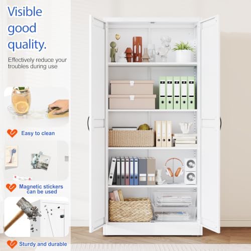 GAIOUS 71" Tall Kitchen Pantry Cabinet, Metal Storage Cabinet - Image 4