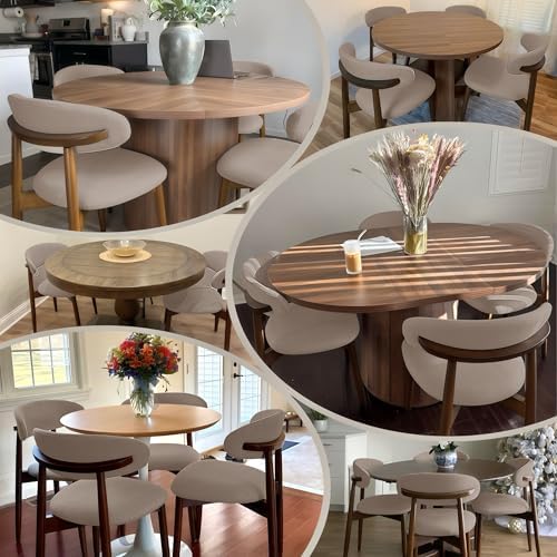 COLAMY Wooden Dining Chairs Set of 4, Upholstered Kitchen Side Chair - Image 3