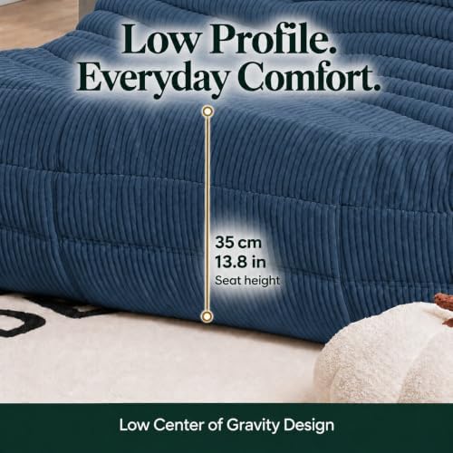 N&V Fireside Loveseat, Mid Century Armless Twin Size Floor Sofa, Soft Premium - Image 3