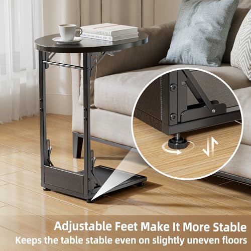 Elbourn Folding Side Table End Couch Tables, C-Shaped TV Stand - Image 6