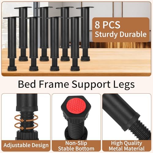 8Pcs Metal Adjustable Height Bed Support Legs - Image 3