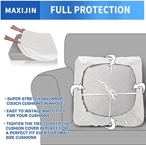 MAXIJIN Velvet Stretch Cushion Covers Fitted Couch Cushion Slipcovers Sofa Seat - Image 3