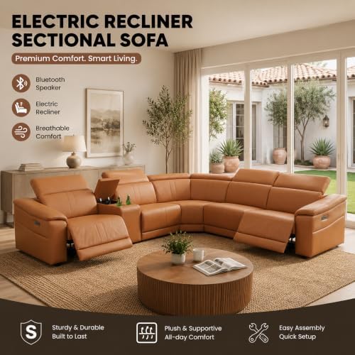 Power Recliner Sectional Sofa, L-Shaped Living Room Furniture Set, Reclining - Image 3