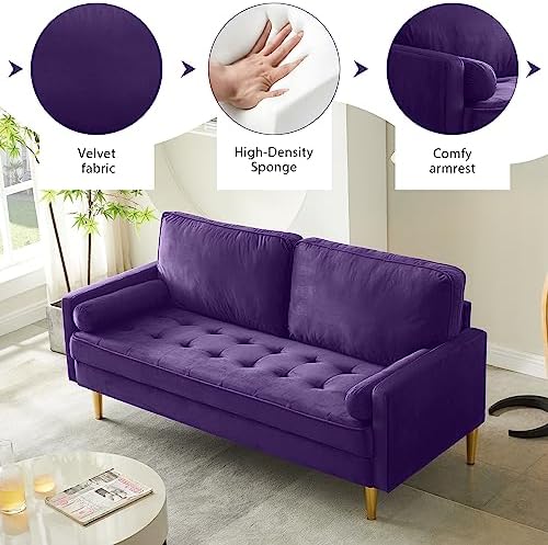 67" Velvet Loveseat Sofa Couch, Tufted Upholstered 2-Seater Couch - Image 4