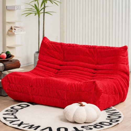 N&V Fireside Loveseat, Mid Century Armless Twin Size Floor Sofa, Soft Premium by NV
